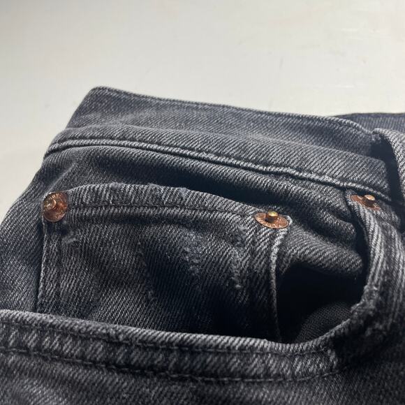 Re/Done Jeans Womens 30 Black 70s Ultra High Rise Stove Pipe Stretch Button Fly - Picture 10 of 15